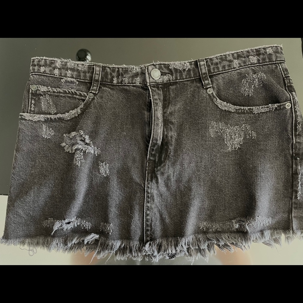 Free People Black Denim Skirt